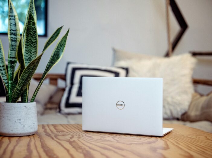 A computer with a plant beside it, representing growth, fresh starts, and the journey to reinvent your writing career.